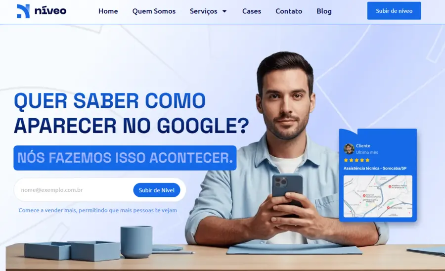 Página inicial do site Níveo Marketing