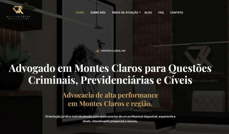 Página inicial do site William César Advogados